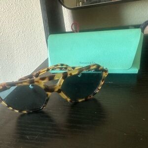 Tiffany & Co. Tortoiseshell Cat-Eye Sunglasses with Turquoise Case